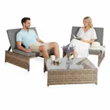 Gartenset in grau Sitzgarnitur + 2 Sessel + Tisch Gartenmöbel Lounge Poly Rattan – Bild 7