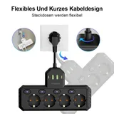 Steckdosenleiste 4-Fach 4 USB Mehrfachsteckdose mit Flachstecker und Schalter – Bild 13