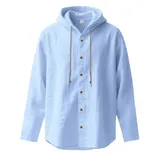 Leinenhemd Herren Hemd Langarm Leinen Hemden Freizeithemden Casual Sommer Shirt – Bild 7