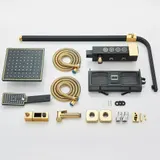 Edelstahl Duscharmatur Duschsystem Regendusche Duschset Handbrause Schwarz+Gold – Bild 10