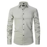 Stretch Hemd Herren Langarm Businesshemd Slim fit Hemden Kentkragen Freizeithemd – Bild 3