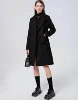 Damen Wintermantel aus Wollmischung mit Reverskragen Knopfverschluss Schwarz XL – Bild 3
