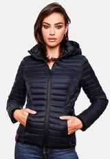 Marikoo Samtpfote Damen Jacke Steppjacke Frühling Übergangsjacke gesteppt Kapuze – Bild 2