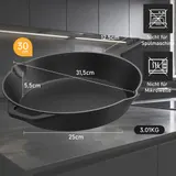 Gusseisen Pfanne Induktion Ø 16-30cm Eingebrannt Grillpfanne BBQ Bratpfanne Set – Bild 1