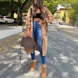 Damen lange Mode Sweat Jacke Kapuze Kapuzenjacke Übergangsjacke Hoodie Mantel – Bild 3
