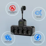 Steckdosenleiste 4-Fach 4 USB Mehrfachsteckdose mit Flachstecker und Schalter – Bild 9