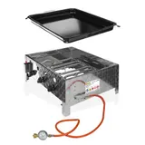 Edelstahl Gasbräter Gasgrill Gastrobräter Tischgrill 3 Flammen mit Stahlpfanne – Bild 7