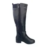 Damen Stiefel Boots Winterstiefel Gefüttert Blockabsatz Profilsohle Leder-Optik – Bild 5