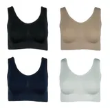 4er Pack Damen Komfort Bustier Schlaf BH ohne Bügel nahtlos Soft Bra Bralette – Bild 1