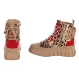 Damen High-Top Stiefeletten mit Lochschnürung Ital-Design 4135 in Beige – Bild 5