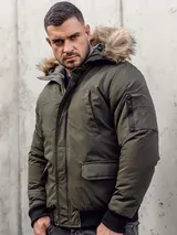 Winterjacke Jacke Mantel Wärmejacke Casual Classic Zip Winter Herren BOLF Kapuze – Bild 1