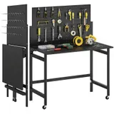 Werkbank mit Lochwand, 115 x 62 x 143,5 cm Klappbare Mobile Werktisch – Bild 1