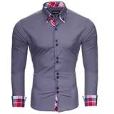 Reslad Herren-Hemd Slim Fit Button-Down Langarm Business Hochzeit Freizeit 7015 – Bild 2