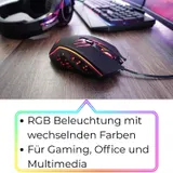 Schwaiger USB Gaming Maus RGB LED Beleuchtet Gamer Mouse 6 Tasten dpi-Schalter – Bild 9
