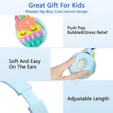 Kinder Faltbare Over Ear Kabellose Bluetooth Kopfhörer, 3D Push Pop Bubble Einhorn – Bild 4