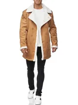 Indicode Herren Mantel Barlow-Kurzmantel Herrenjacke Parka Stehkragen Teddyfell – Bild 6