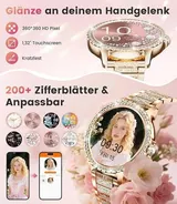 Smartwatch Damen Gold Telefonfunktion Fitnessuhr 100 Sportmodi SpO2 Android iOS – Bild 4