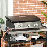 Outsunny Gasgrill Tischgrill BBQ mit 3 Brenner Tischgasgrill mit Schlauch Deckel – Bild 2