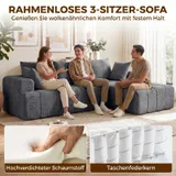 HOMCOM Ecksofa L-Form 256cm Boneless Sofa mit Schlaffunktion Chenille-Optik Grau – Bild 5