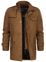 Indicode Herren Kurzmantel Brandon-Herrenmantel Wollmantel Parka Stehkragen – Bild 1