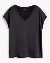 Damen Shirt taupe braun Kurzarm weich fallend glänzend schön Gr 36 - 54 neu 5125 – Bild 4