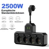 Steckdosenleiste 4-Fach 4 USB Mehrfachsteckdose mit Flachstecker und Schalter – Bild 1
