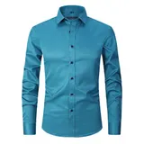 Stretch Hemd Herren Langarm Businesshemd Slim fit Hemden Kentkragen Freizeithemd – Bild 9