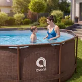 Pool 427x275x100cm Aufstellpool Gartenpool Schwimmbecken Stahlrahmen Oval rattan – Bild 8