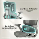 Ergonomischer Bürostuhl mit Fußstütze für Homeoffice, Hoher Mesh-Rücken, Grau – Bild 6