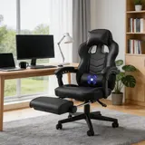 Gaming Stuhl Massage Ergonomischer Bürostuhl Drehstuhl Höhenverstellbar Schwarz – Bild 1