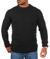 Herren Strickpullover einfarbig Carisma gerippte uni Längsstreifen Basic 7828 – Bild 1
