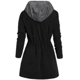 Damen Jacke Outdoor Übergang Kurzmantel Trenchcote Freizeit Hoodie Parka Herbst – Bild 3