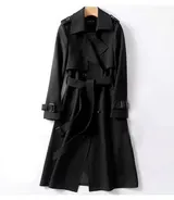 Damen Trenchcoat Cardigan Zweireiher Langer MantelÜbergangs Jacke Damenjacke – Bild 1