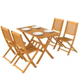 Outsunny Gartenmöbel Set Akazienholz Sitzgruppe 5-tlg. Tisch mit 4 Klappstühlen – Bild 3