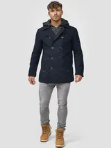 Indicode Herren Kurzmantel Cliff-Herrenmantel Wollmantel Coat Mantel Kapuze – Bild 5