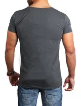 Herren basic T-Shirt Young & Rich extra tiefer V-Ausschnitt slimfit stretch 1315 – Bild 2