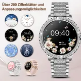 Smartwatch Damen Silber Telefonfunktion Fitnessuhr Herzfrequenz IP67 Android iOS – Bild 3