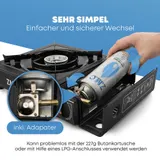Campingkocher Outdoor Camping Gas Kocher Herd Kartuschenkocher + Koffer Schwarz – Bild 11