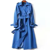 Damen Trenchcoat Cardigan Zweireiher Langer MantelÜbergangs Jacke Damenjacke – Bild 6