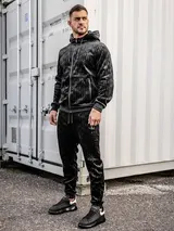 Jogginganzug Trainingsanzug Sweatshirt Laufhose Unifarben Men Herren BOLF Basic – Bild 2
