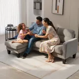 HOMCOM Ecksofa, Eck-Couch mit umkehrbarer Chaiselongue, Chenille-Optik, Braun – Bild 9