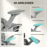 Ergonomischer Bürostuhl mit Fußstütze für Homeoffice, Hoher Mesh-Rücken, Grau – Bild 8