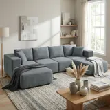 Ecksofa mit Schlaffunktion, U-Form 294 cm Sofa Couch mit Breiter Sitzfläche – Bild 3