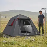 Outsunny Campingzelt 2 Personen 3000mm Wasserdicht & Winddicht Kuppelzelt – Bild 4