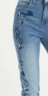 Damen Strech Jeans blue bleeched Stickerei Slim Fit Umschlag 36 bis 54 neu 72315 – Bild 10