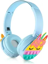 Kinder Faltbare Over Ear Kabellose Bluetooth Kopfhörer, 3D Push Pop Bubble Einhorn – Bild 1