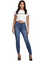 Tazzio Jeans Damen High Waist Skinny Fit Jeanshose Stretch Denim Hose – Bild 2