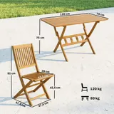 Outsunny Gartenmöbel Set Akazienholz Sitzgruppe 5-tlg. Tisch mit 4 Klappstühlen – Bild 4