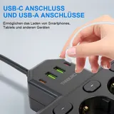 Steckdosenleiste 4-Fach 4 USB Mehrfachsteckdose mit Flachstecker und Schalter – Bild 12