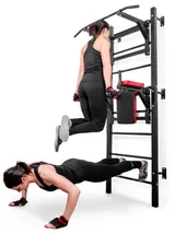 Turnwand Sprossenwand Klimmzugstange Bauchtrainer Dip Bar Sit-Up-Bank bis 150 kg – Bild 3